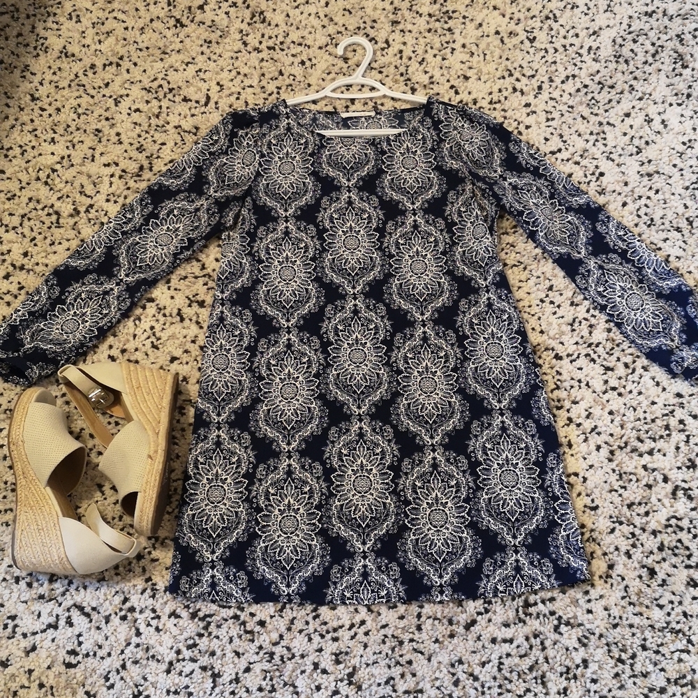 Blue shift cocktail dress, M